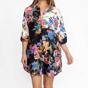 NWOT JOHNNY WAS NEON JUNGLE MIX EASY PATCHWORK BUTTON DOWN SZ SMALL